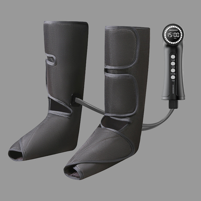 Black foot massager with digital display on a white background